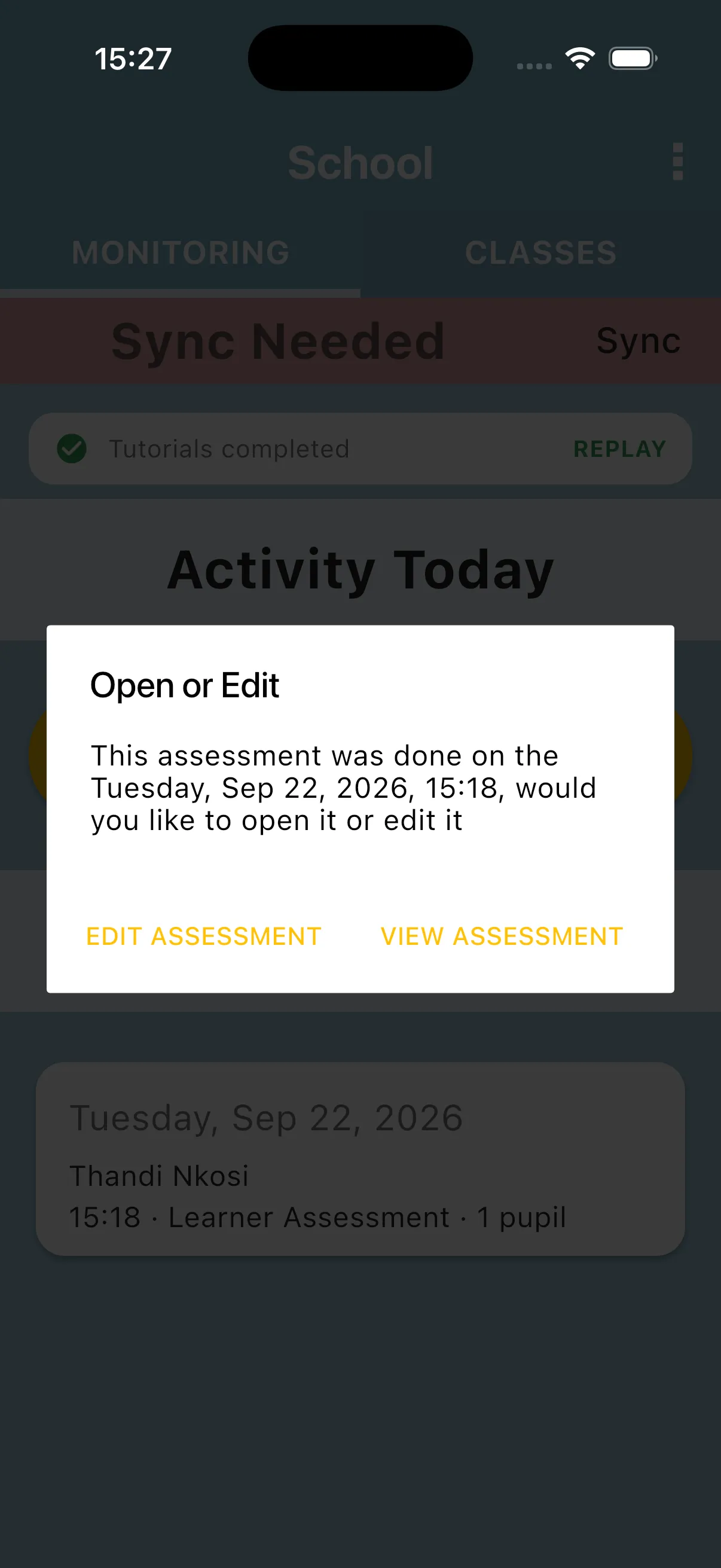 View Assessment and Edit Assessment options for the original evaluator